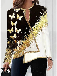 Women's V-neck Fashion Irregular Hem Long Sleeved Fitted T-shirt