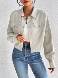 Casual Polo Collar Corduroy Jacket Single-breasted Short Coat