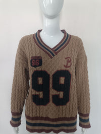 Women's Casual Loose Printed All-matching Lazy Feeling Collar Sweater