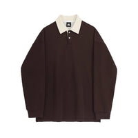 Mens Retro Color-Block Lapel Hoodie  Versatile Long-Sleeve Top