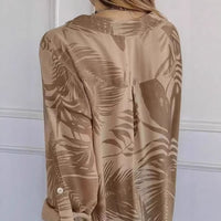 Relaxed-fit Casual Long-sleeve Printed Sequin-pocket Blouse