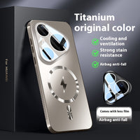 Simple Solid Color Magnetic Belt Lens Protector Phone Case