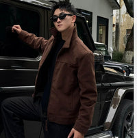 Retro Millennial Coffee-Colored Suede Jacket