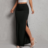 European And American Minimalist Commuting Skirt Summer Elegant Versatile Slimming Slit Wrap Long Skirt