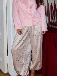 Versatile White Polka-Dot Pants For Women