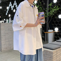 Summer Thin Breasted Short Sleeve Loose All-match Trendy Ins Hong Kong Style