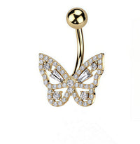 Personalized Zircon Butterfly Round Belly Button Ring