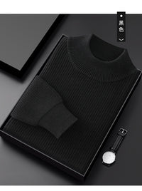 Men's Half Turtleneck Diamond Pattern Thickened Pullover Long Sleeve Base Layer Thermal Men's Clothing