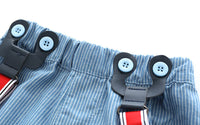 Gentleman Bow Tie Whale Print Romper Top Suit Boy Handsome Year-old Suspender Pants