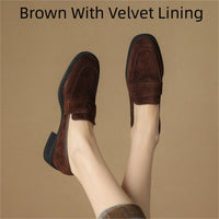 Sheepskin Chunky Heel Pumps Women Spring Concise