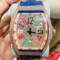 Barrel-shaped Minimalist Wristwatch Leather Strap Diamond Accents Quartz Watch