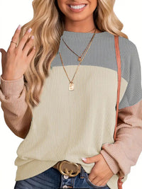 Striped Color Matching Long Sleeve Loose Sweatshirt