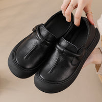 First-layer Cowhide Soft-soled Mom Shoes Comfortable Vintage Slip-on Shoes Made From Genuine Leather