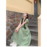 Green Plaid Drawstring Waist-Slimming Skirt