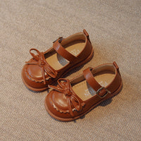 Soft Bottom Non-slip Velcro Children's Solid Color Leather Shoes