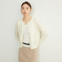 Spring Round Neck Knitted Cardigan Women's Thin Long Sleeve Sweater Coat