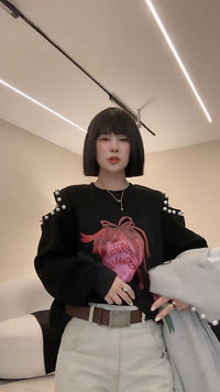 Women's Round-Neck Off-Shoulder Short Sweatshirt