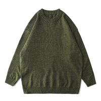 Autumn Retro College Style Pullover Sweater Loose All-match Solid Color Knitted Bottoming Shirt For Boys And Girls