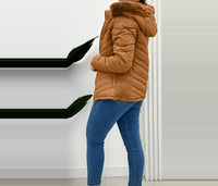 Cinched Hoodie With Fur Collar Short Jacket