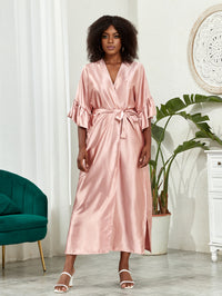 Women's Fashion Plus-Size Satin Long-Sleeve Dress