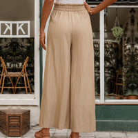 Summer Textured Trousers Commuter Casual High-Waist Wide-Leg Pants Womens