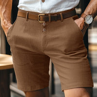 Men's Linen Summer Solid Color Buttons Casual Daily