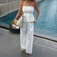 Tube-top Ruched Top Casual Chic Set