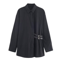 Temperament Women's Trip-strap Poplin Shirt