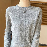 Twist Round Neck Thickened Woolen Pullover Base Sweater