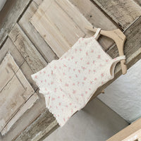 Thin Cotton Floral Suspender Shorts Two-piece Set Baby