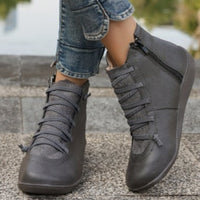 Women's Plus Size Flat Side Zipper Short Fashion Boots
