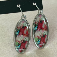 European And American-style Oval Colored Pendant Earrings