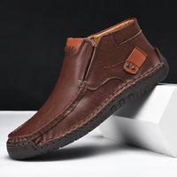 Flat Handmade Leather Shoes Spring High-top Plus Size