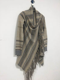 Long Slim Fit Fashion Tassel Stripe Coat Sweater