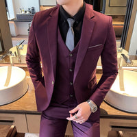 Mens Casual British-Style Slim-Fit Suit Set