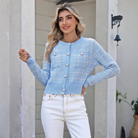 Female Classic Style Temperament Coat Pearl Buckle Fashion Sweater Female