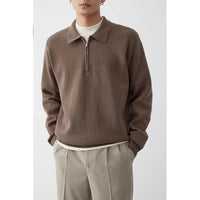 Korean Style Niche Casual Polo Collar Knitwear Sweater For Men