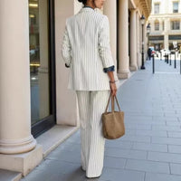 Casual, Stylish, Professional Striped Blazer And Pants Set With A High-end Finish