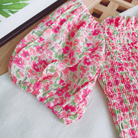 Chiffon Floral Top And Wide Leg Pants Two-piece Suit