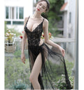 Tulle Halter Embroidery Sexy One-piece Pajamas Nightdress