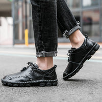 Hand-stitched large size leather shoes