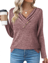 Women's Long Sleeve V-neck Button-up Shirt