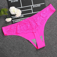 Front ice silk back lace thong