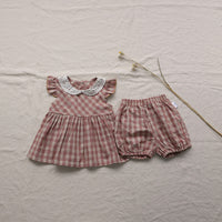 Autumn Baby Plaid Clothes Doll Shirt Suit