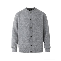 Mens Crew-neck Cardigan Sweater Loose-fitting Warm Knitted Outerwear