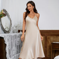 Home Ice Silk Leisure Backless Strap Nightdress
