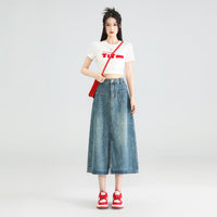 Irregular Denim Slit Skirt Female Pear Shapes