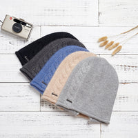 New twist solid color knitted hat, winter outdoor warm rabbit