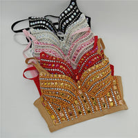 Bubble Bead Acrylic Hand-Sewn Rhinestone Fishbone Bra