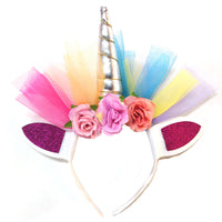 Princess Rainbow Mesh Unicorn Flower Girl Dress